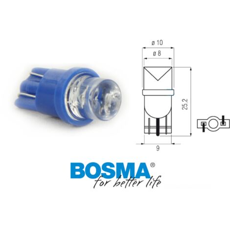 Ampoule BOSMA 12 V 1 LED STANDARD T10 BLEU LARGE VUE BLISTER (1/4)
