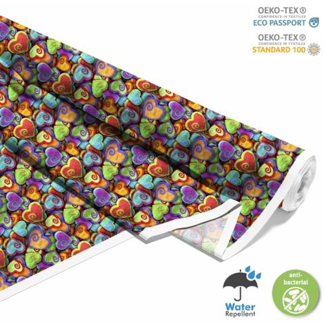 TISSUS DÉCORATIFS EXTÉRIEURS OXFORD - Motif coeurs colorés 2 (1/5)