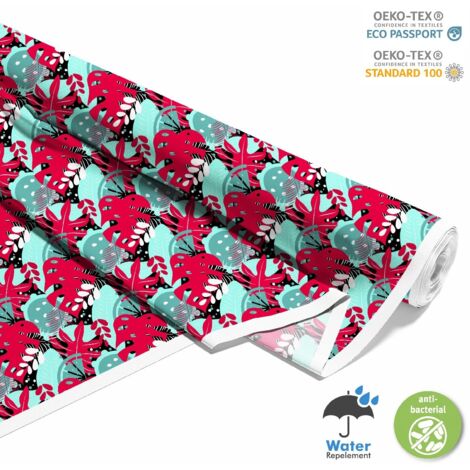 TISSUS DÉCORATIFS D'EXTÉRIEUR OXFORD - Motif Feuilles Exotiques 1 I DX215 (1/5)