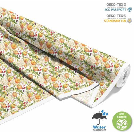 TISSUS DÉCORATIFS D'EXTÉRIEUR OXFORD - Motif orange fleuri I DX198 (1/5)