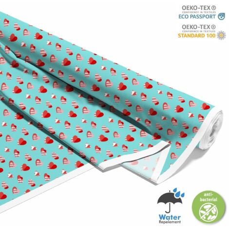 TISSUS DÉCORATIFS D'EXTÉRIEUR OXFORD - Motif Cœurs Rouges I DX713 (1/5)