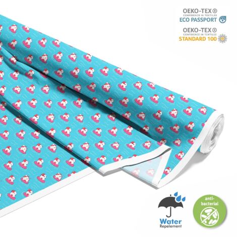 TISSUS DÉCORATIFS D'EXTÉRIEUR OXFORD - Motif chaton dans des cercles nageurs roses I DR153 (1/5)