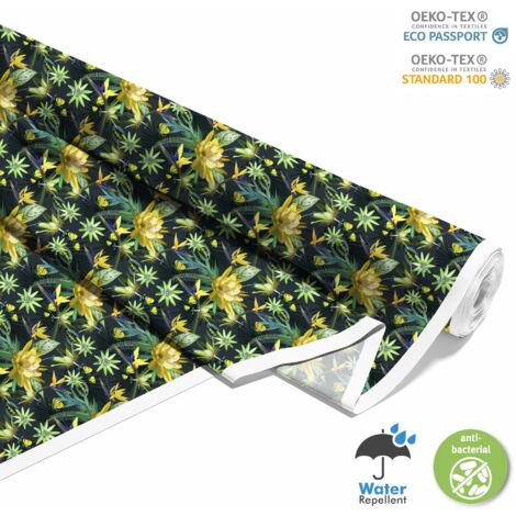 TISSUS DÉCORATIFS D'EXTÉRIEUR OXFORD - Motif Fleurs et Feuilles Tropicales (1/5)