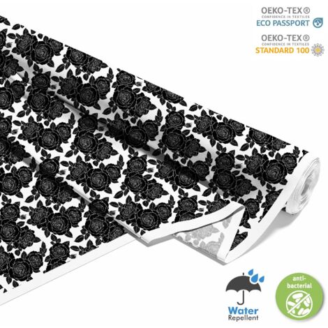 TISSUS DÉCORATIFS D'EXTÉRIEUR OXFORD - Motif Roses Noires 2 (1/5)