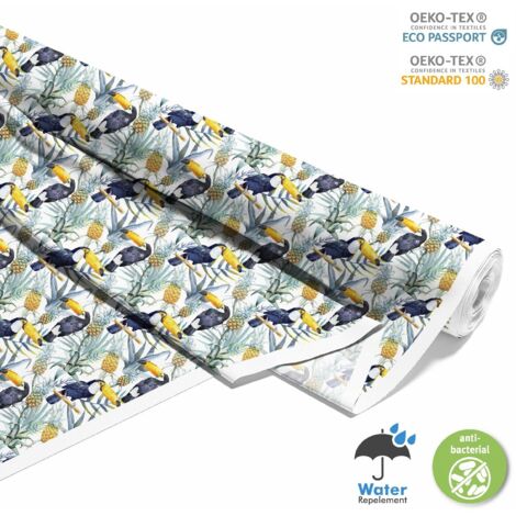 TISSUS DÉCORATIFS D'EXTÉRIEUR OXFORD - motif toucans en ananas I DX092 (1/5)