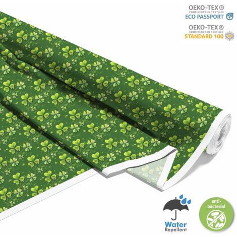 TISSUS DÉCORATIFS D'EXTÉRIEUR OXFORD - Motif trèfle sur fond vert (1/5)