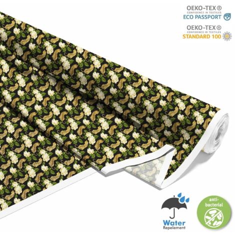 TISSUS DÉCORATIFS D'EXTÉRIEUR OXFORD - Motif Léopard et Roses I DX573 (1/5)