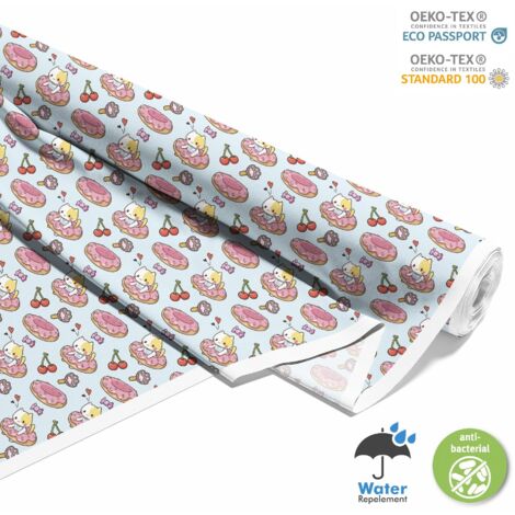 TISSUS DÉCORATIFS D'EXTÉRIEUR OXFORD - Motif chaton dans un beignet (1/5)