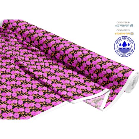 TISSUS DÉCORATIFS D'EXTÉRIEUR OXFORD - motif roses roses I DR196 (1/5)