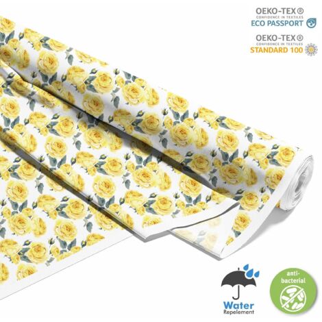 TISSUS DÉCORATIFS D'EXTÉRIEUR OXFORD - Motif roses jaunes 2 (1/5)