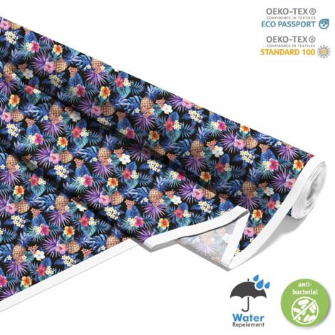 TISSUS DÉCORATIFS D'EXTÉRIEUR OXFORD - motif ananas palmiers I DX137 (1/5)
