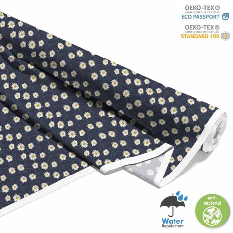 TISSUS DÉCORATIFS D'EXTÉRIEUR OXFORD - Motif marguerites sur fond bleu marine I DX638 (1/5)