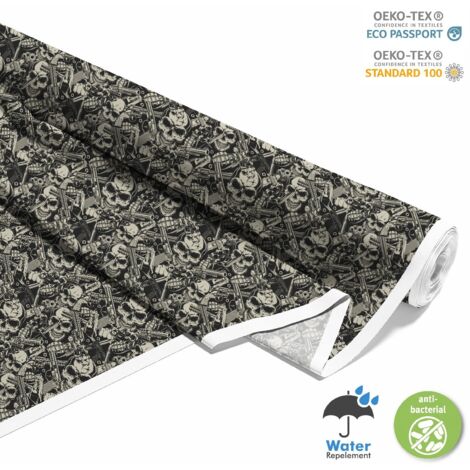 TISSUS DÉCORATIFS D'EXTÉRIEUR OXFORD - Motif Crâne et Armes I DX533 (1/5)