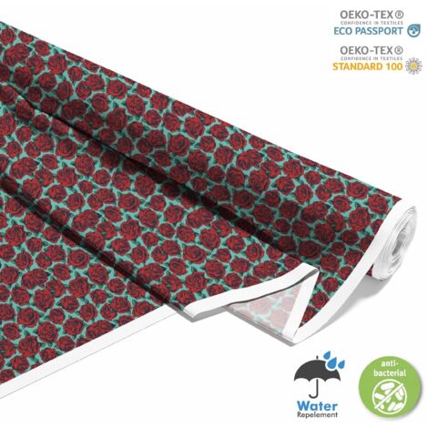 TISSUS DÉCORATIFS D'EXTÉRIEUR OXFORD - motif roses rouges I DX578 (1/5)