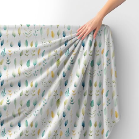 Tissu velours royal polyester à coudre – Motif feuilles – RDX2159 (1/4)