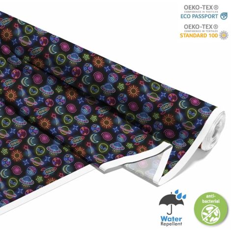 TISSUS DÉCORATIFS EXTÉRIEURS OXFORD - motif cosmos néon (1/5)