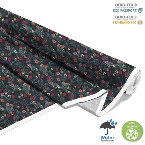 TISSUS DÉCORATIFS D'EXTÉRIEUR OXFORD - Motif fleurs tropicales feuilles I DX659 (1/5)