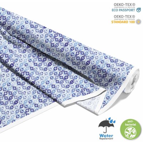 TISSUS DÉCORATIFS D'EXTÉRIEUR OXFORD - Motif damier bleu (1/5)