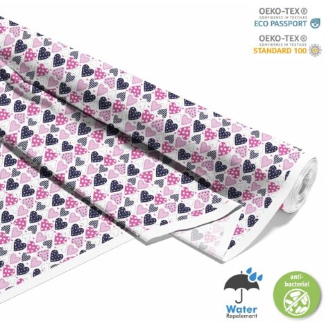 TISSUS DÉCORATIFS D'EXTÉRIEUR OXFORD - Motif cœurs colorés I DX155 (1/5)