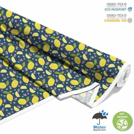 TISSUS DÉCORATIFS EXTÉRIEURS OXFORD - Motif citrons et petites fleurs (1/5)