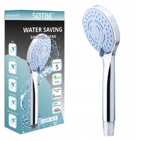 Pommeau de douche économiseur d'eau, 5 fonctions, ANTI CALCAIRE, 6 l/min (1/5)