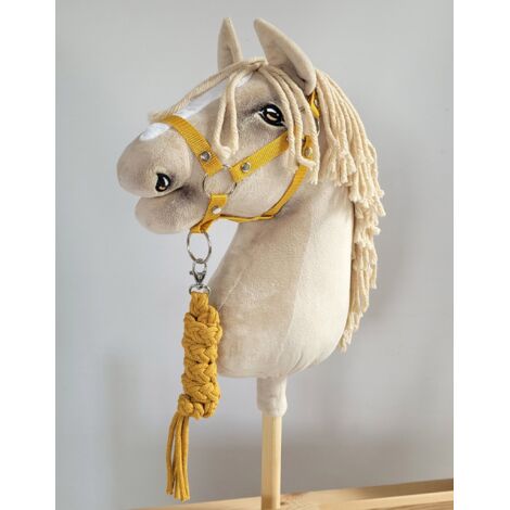Attache En Corde Pour Hobby Horse – Double Tresse Coton, Mousqueton Argenté, 73 Cm