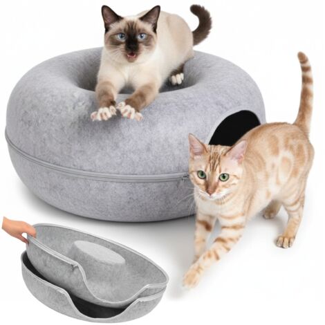 Lit tunnel en forme de donut, jouet anti-stress rond pour chats PetJet