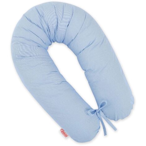Coussin de grossesse long pour dormir avec housse amovible - Rayures bleues
