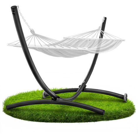 Cadre métallique pour hamac de jardin sur roulettes, métal noir, deux personnes (1/5)