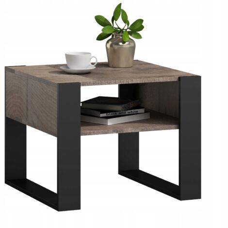 Table basse carrée Kaja 60x60 chêne colonial/noir pour salon Table basse MK (1/5)