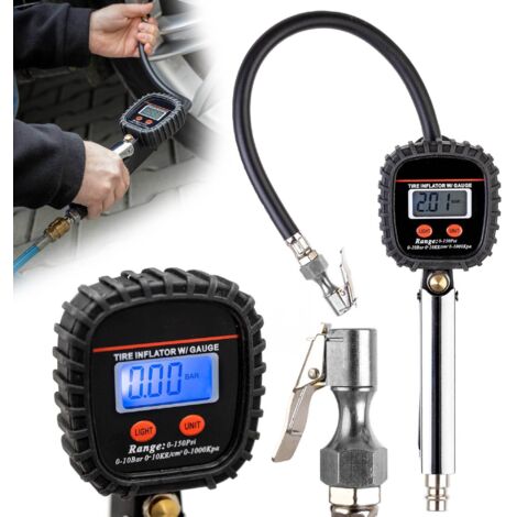 Pistolets De Remplissage De Pneus - Manomètre Digital - Jusqu'à 10 Bar/145 Psi - Pour Voiture/moto