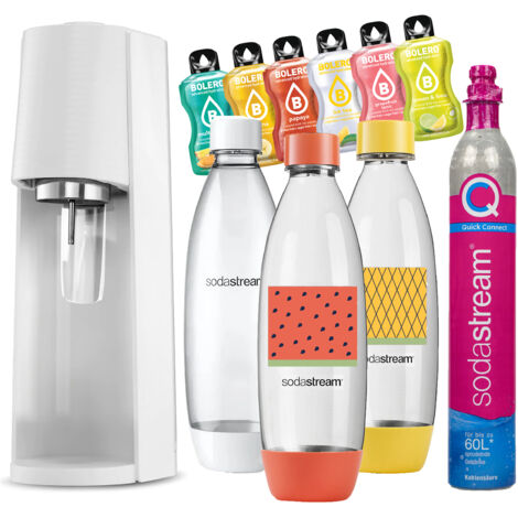 Pack SodaStream Terra Blanc - Machine + 2 Bouteilles + Sirops, Tout Neuf