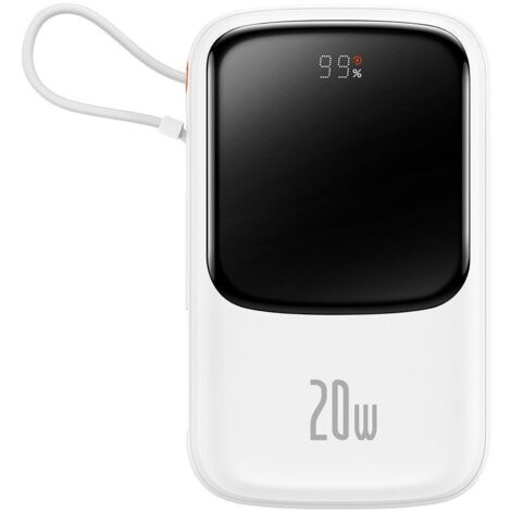 Powerbank avec charge rapide 10 000 mAh 20 W QC-PD-SCP-FCP Câble Lightning pour iPhone blanc (1/5)