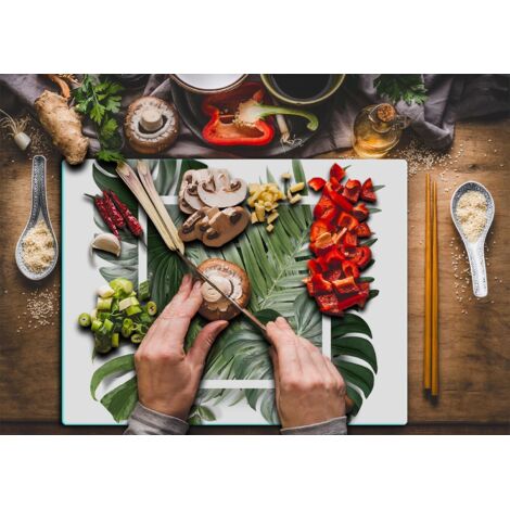 Planche à Découper En Verre Trempé 52x40 Cm - Protection Pour Plaque De Cuisson - Anti-éclaboussures