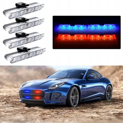 4x LED LAMPE BLEU ROUGE CLIGNOTANT AVERTISSEMENT TÉLÉCOMMANDE 4xSMD DANS LE PARE-CHOCS (1/5)