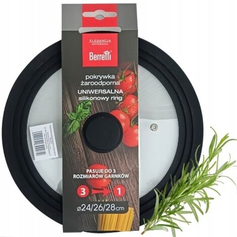 Couvercle En Verre Ibili 970810 Universel 24/26/28 Cm - Transparent Avec Bord Noir, Résistant Haute Température