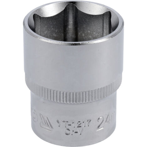 DOUILLE COURTE 6 PANS CHROMÉE 1/2'' 24MM - YT-1217 (1/2)