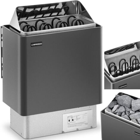 Poêle de sauna électrique 5-9 m3 6 kW – Chauffage rapide jusqu'à 110 °C – Alliage zinc-aluminium résistant à l'humidité – IPX4 – Uniprodo (1/5)