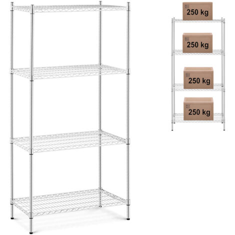 Étagère d'atelier chromée 4 étagères grillagées jusqu'à 1 t 1000 kg 90x45x180 cm (1/5)