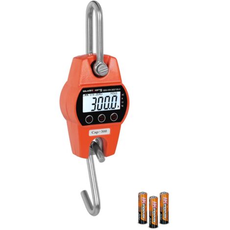 Steinberg Systems – Crochet peseur 300 kg – Précision 100 g – Écran LCD rétroéclairé – Alimentation 3 piles AA – Pour usage industriel et agricole (1/6)
