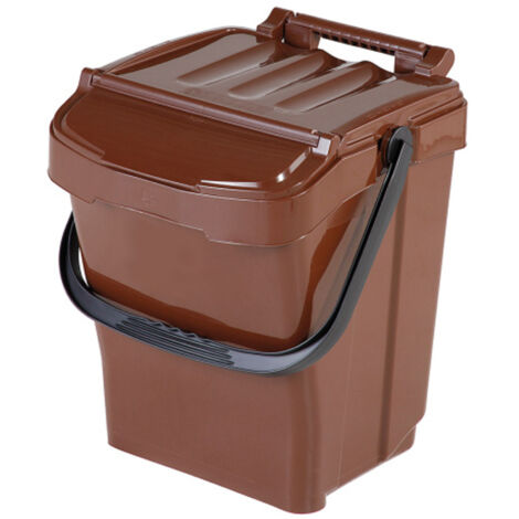 Poubelle de tri sélectif pour déchets organiques URBA PLUS 40L - marron (1/5)