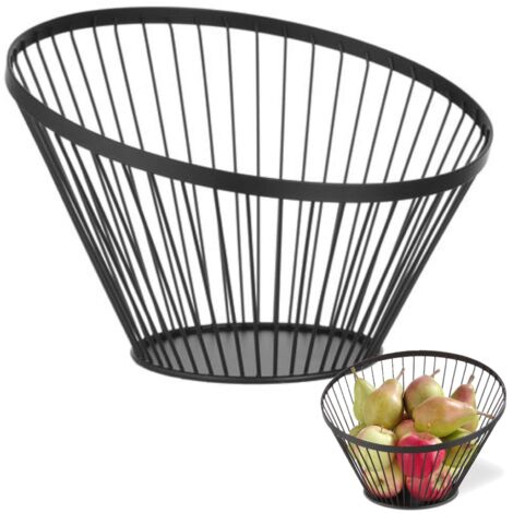 Corbeille à fruits en fil métallique, noire, avec revêtement mat, diamètre 300 mm - Hendi 427071 (1/6)