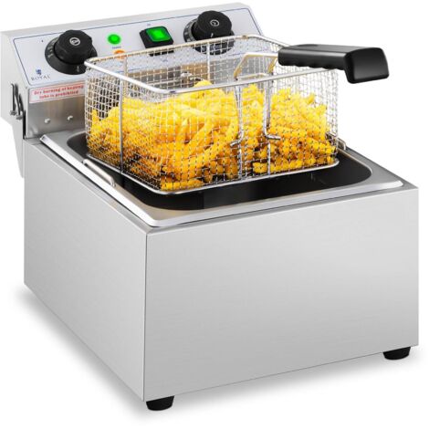 Royal Catering – Friteuse professionnelle électrique 10 L – Puissance 3200 W – Minuterie jusqu'à 60 min – Thermostat réglable 50-200 °C