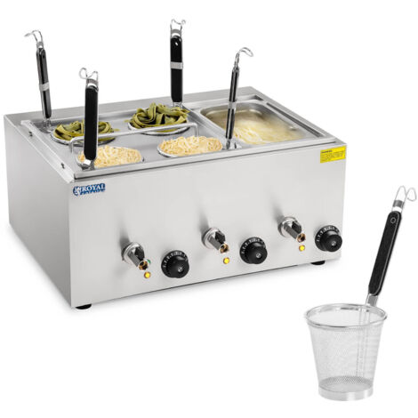 Cuiseur à pâtes pour la cuisson des pâtes et des raviolis au bain-marie, 3 chambres avec robinets (1/5)