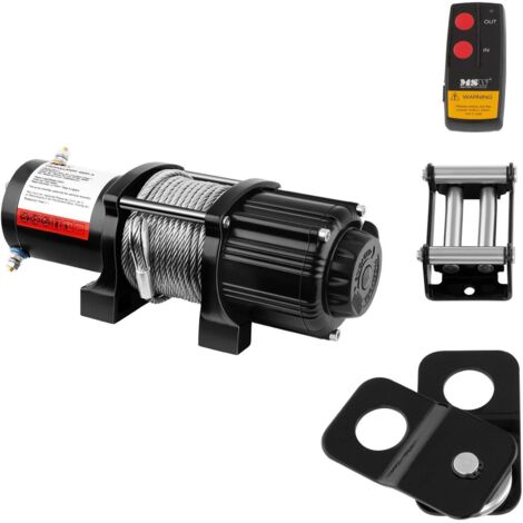 MSW – Treuil électrique 12V 2040 kg – Moteur à aimant permanent 1000W – Câble acier 15m – Engrenage planétaire 3 niveaux (1/7)