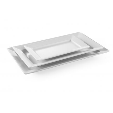 Plateau rectangulaire en mélamine 36x20,5cm hauteur 3,8cm blanc - Hendi 561508 (1/4)