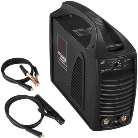 Poste à souder MMA 250A – Onduleur IGBT – Soudage acier, aluminium, cuivre jusqu'à 10 mm – Démarrage à chaud – 230V 50Hz – Stamos (1/5)