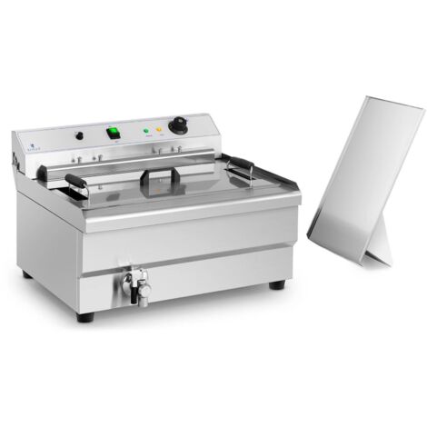 Royal Catering – Friteuse professionnelle 30 l – Puissance 9000 W – Acier inoxydable – Thermostat automatique jusqu'à 200 °C – Robinet de vidange