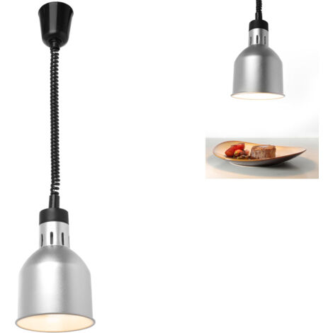 Lampe chauffe-plats - suspension cylindrique conique argentée 250W (1/3)