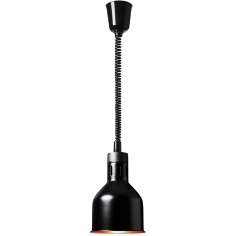 Lampe chauffante infrarouge pour aliments, suspendue, noire, diamètre 17 cm, 250 W